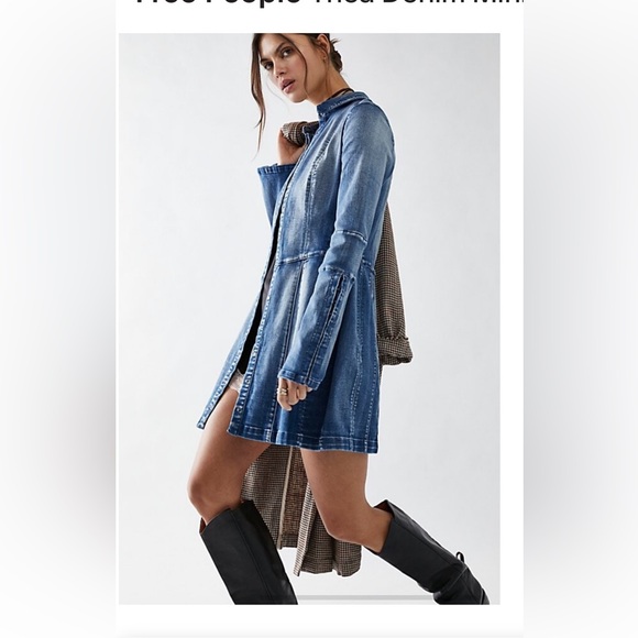 NWT free people Thea denim mini dress XS - Picture 2 of 7